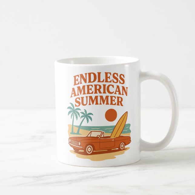 Endless American Summer Retro Surf Art Coffee Mug (Right)