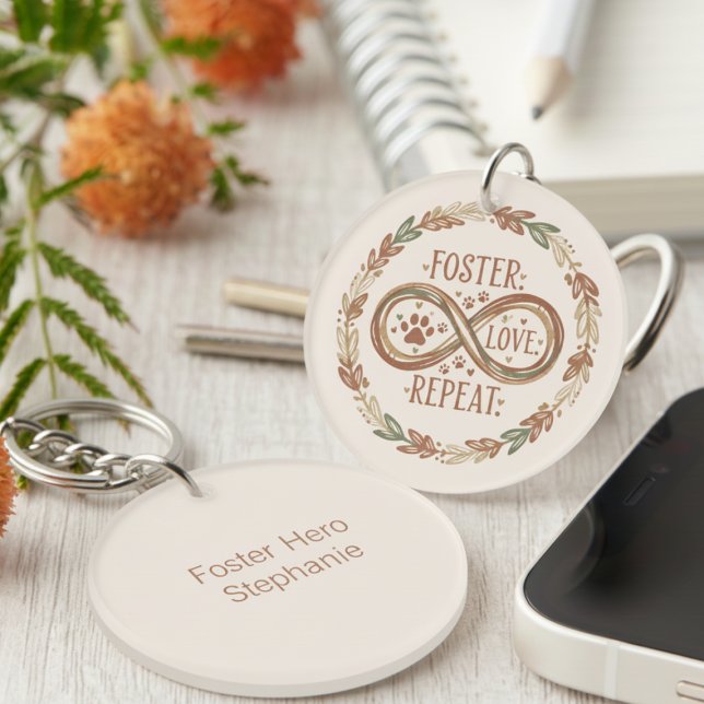 Endless Animal Foster Love Hero Tribute Key Ring (Personalized animal foster supporter keychain)