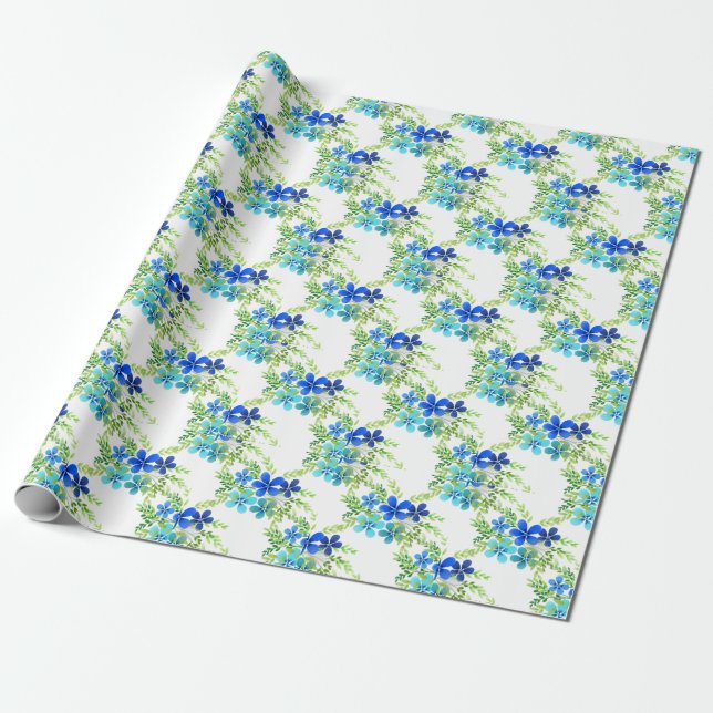 Endless Blue Forget Me Not Flowers Wrapping Paper (Unrolled)