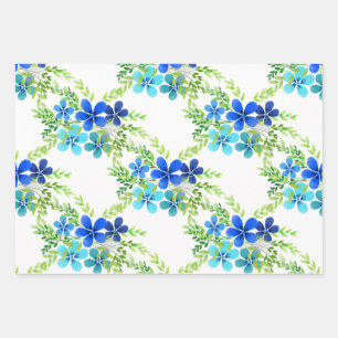 Endless Blue Forget Me Not Flowers Wrapping Paper Sheet
