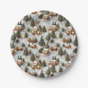 Endless Christmas Gingerbread Village Paper Plate