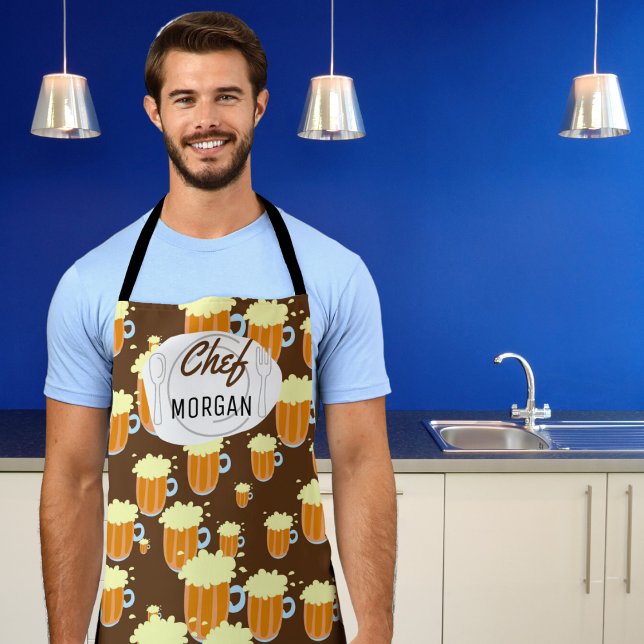 Endless Foaming Beer Mens Apron (Cook in style and with a sense of humor with our fun customizable apron. )