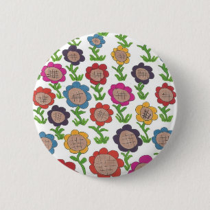 Endless Garden Flower Pattern Art 6 Cm Round Badge