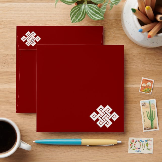 Endless Knot Auspicious Tibetan Buddhist Symbol Envelope (Desk)