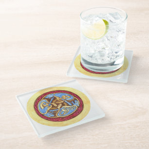 Endless knot with animals Glass Coaster