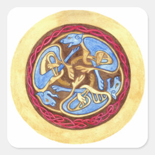  Endless knot with animals Square Sticker