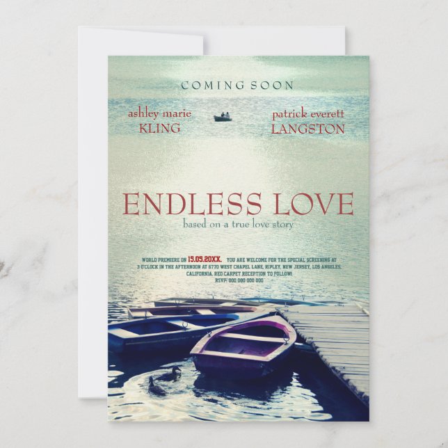 ENDLESS LOVE movie poster style Invitation (Front)