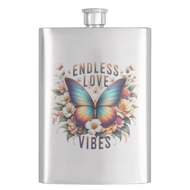 Endless Love Vibes Butterfly Art-96281 Hip Flask (Front)