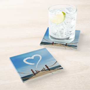 Endless Path Heart-Shaped Cloud Glass Coaster