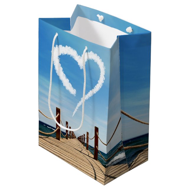 Endless Path Heart-Shaped Cloud Medium Gift Bag (Front Angled)
