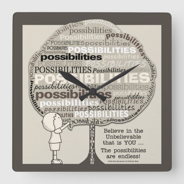Endless Possibilities Square Wall Clock (Front)