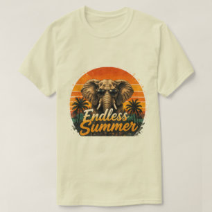 Endless Summer Elephant Retro Sunset Safari T-Shirt