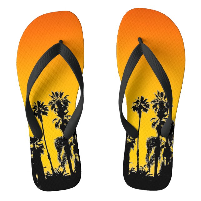 Endless Summer Palm Trees Sunset Orange Yellow Thongs (Footbed)