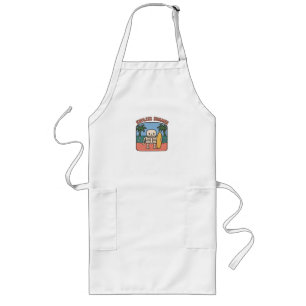 Endless Summer Surfing Skeleton Retro Beach Nostal Long Apron