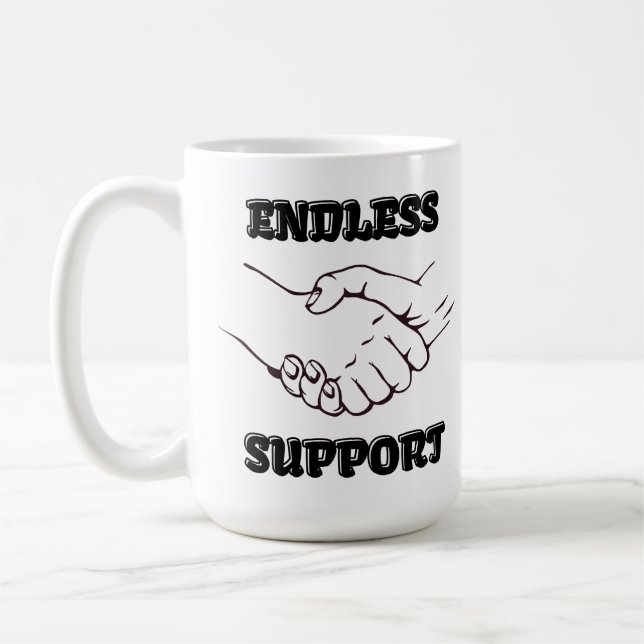 Endless Support – Handshake Symbol of Unity & Trus Coffee Mug (Left)
