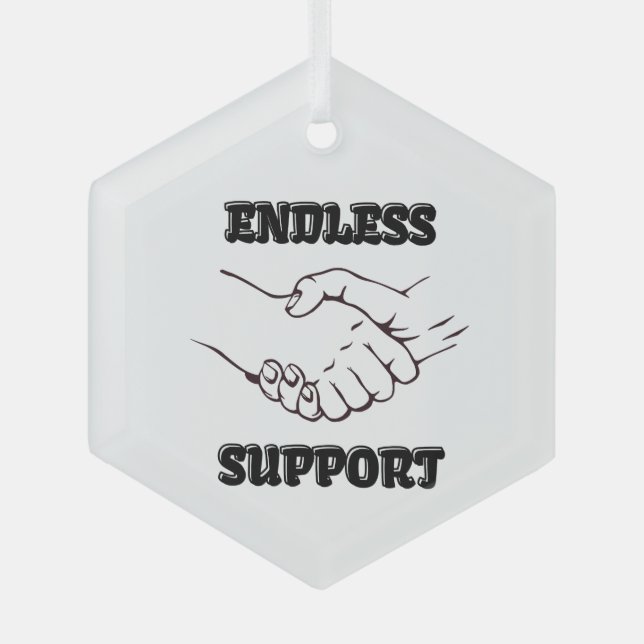 Endless Support – Handshake Symbol of Unity & Trus Glass Tree Decoration (Front)