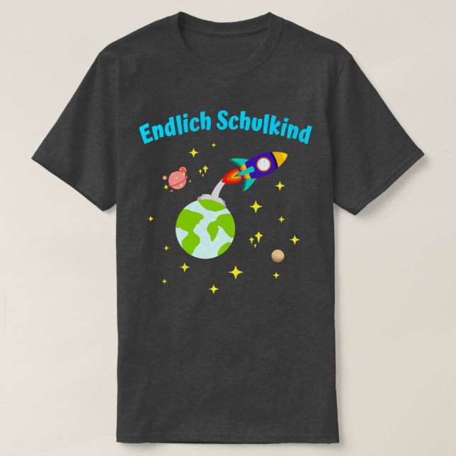 Endlich Schulkind Rakete Einschulung Kinder T-Shirt (Design Front)