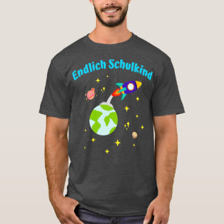 Endlich Schulkind Rakete Einschulung Kinder T-Shirt