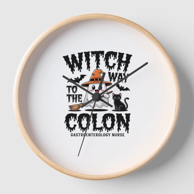 Endo Nurse Halloween Gastrointestinal Nurse Ghost  Clock (Front)