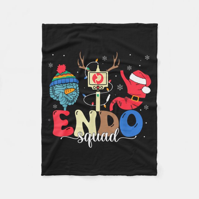 Endo Squad Nurse Stomach Santa Hat Endoscopy Tech  Fleece Blanket (Front)