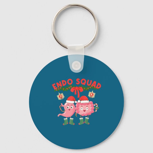 Endo Squad Nurse Stomach Santa Hat Endoscopy Tech  Key Ring (Front)
