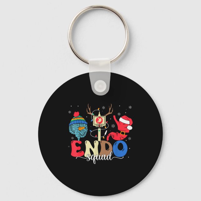 Endo Squad Nurse Stomach Santa Hat Endoscopy Tech  Key Ring (Front)
