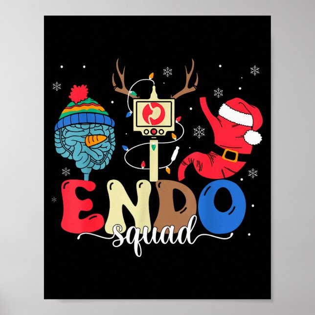 Endo Squad Nurse Stomach Santa Hat Endoscopy Tech  Poster (Front)