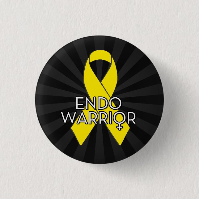 Endo Warrior Endometriosis Awareness Yellow Ribbon 3 Cm Round Badge (Front)