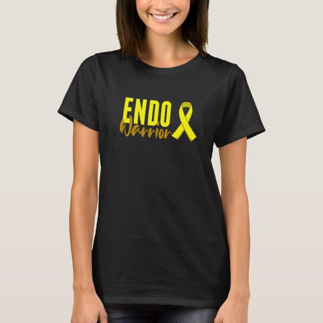 Endo Warrior Endometriosis Yellow Awareness Ribbon T-Shirt (Front)