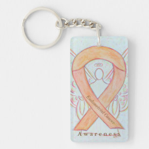 Endometrial Cancer Angel Awareness Ribbon Keychain