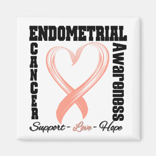 Endometrial Cancer Awareness Brushed Heart Ribbon Magnet