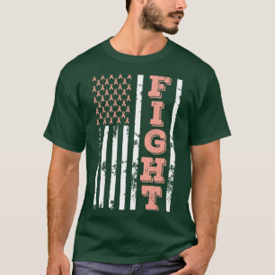 Endometrial Cancer Awareness Fight American Flag 4 T-Shirt