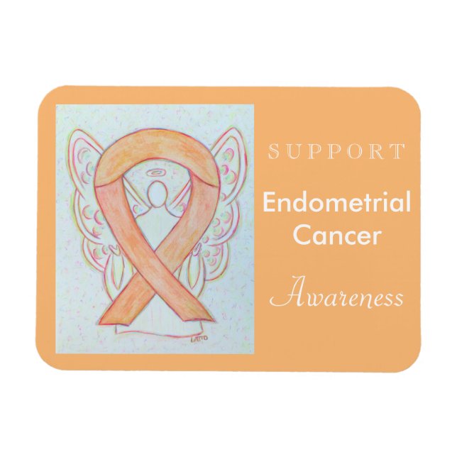 Endometrial Cancer Awareness Ribbon Angel Magnets (Horizontal)