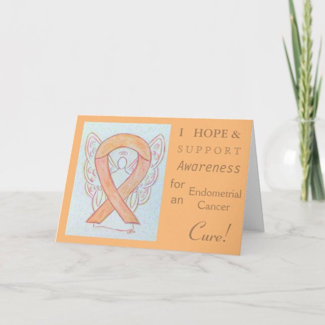 Endometrial Cancer Awareness Ribbon Greeting Card (Front)