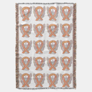 Endometrial Cancer Awareness Ribbon Throw Blankets