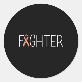 Endometrial Cancer Fighter Peach Uterine Cancer Aw Classic Round Sticker