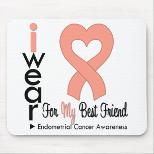 Endometrial Cancer Heart Ribbon BEST FRIEND Mouse Pad