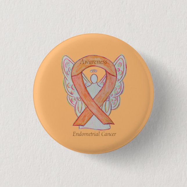 Endometrial Cancer Peach Awareness Ribbon Pins (Front)