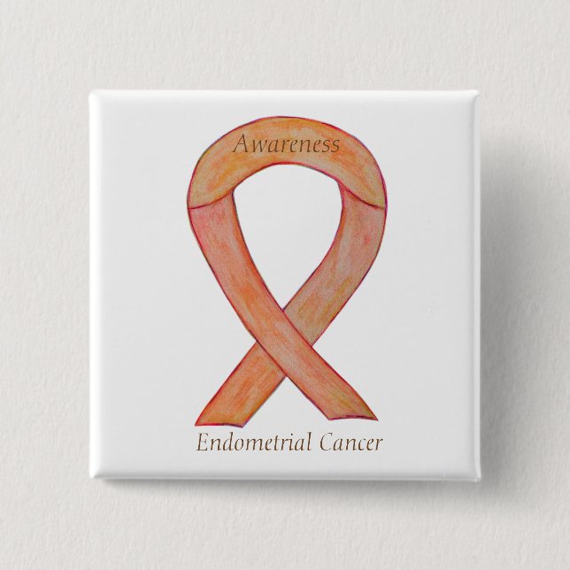 Endometrial Cancer Peach Awareness Ribbon Pins (Front)