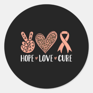 Endometrial Cancer Peach Ribbon Uterine Classic Round Sticker