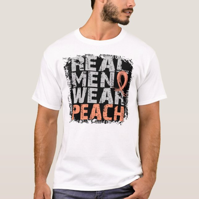 Endometrial Cancer Real Men Wear Peach T-Shirt (Front)