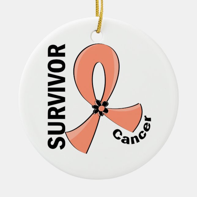 Endometrial Cancer Survivor 12 Ceramic Tree Decoration (Front)
