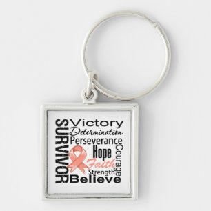 Endometrial Cancer Survivor Collage Key Ring