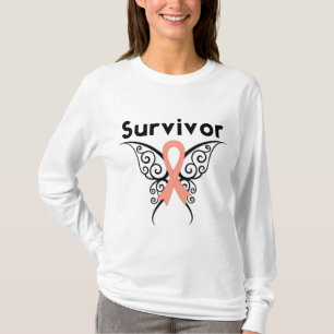 Endometrial Cancer Survivor Tribal Butterfly T-Shirt