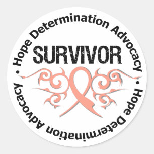 Endometrial Cancer Survivor Tribal Ribbon Classic Round Sticker