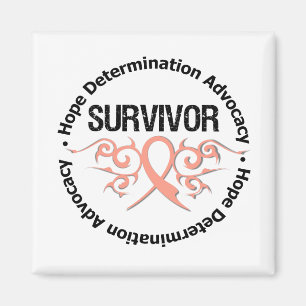Endometrial Cancer Survivor Tribal Ribbon Magnet