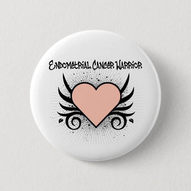 Endometrial Cancer Warrior Heart 6 Cm Round Badge (Front)