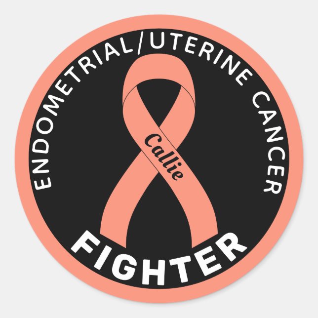 Endometrial/Uterine Cancer Fighter Ribbon Black Classic Round Sticker (Front)