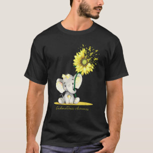 Endometriosis Awareness Cute Elephant Sunflower Ye T-Shirt