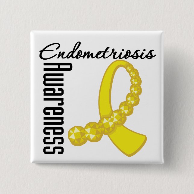 Endometriosis Awareness Gemstone Ribbon 15 Cm Square Badge (Front)